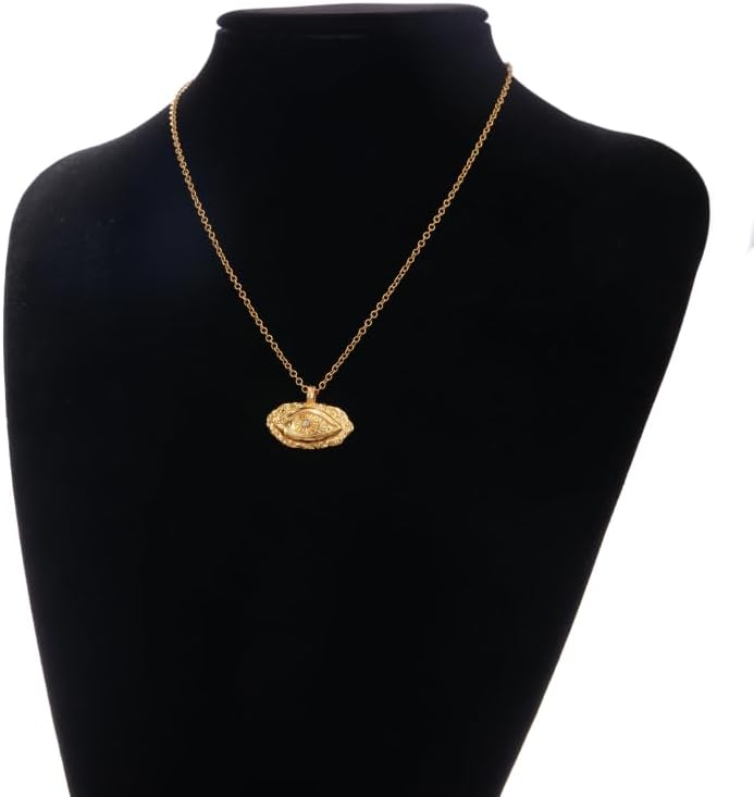 24k Gold-Plated Evil Eye Necklace Pendant Women's Evil Eye Pendant for Girlfriend Good Luck, Protection, Birthday Gift, Vintage, Jewelry, Eye of Ra (18.5 inches) - Image 4