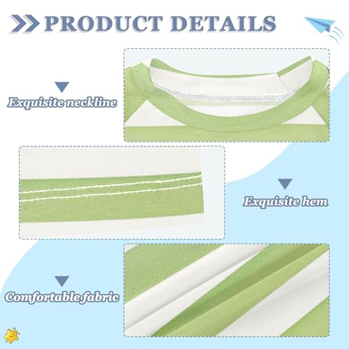Green and White Simple Stripe Girls Bathing Suit Sun Protection Activees Swimwear Beach Tops 3T3