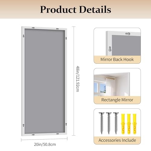 Image of COFENY Silver Bathroom Mirror for Wall, 20x48 Inch Rectangle Mirror with Metal Frame, Modern Vanity Mirrors for Bathroom Living Room, Entryway Hangs Horizontal or Vertical