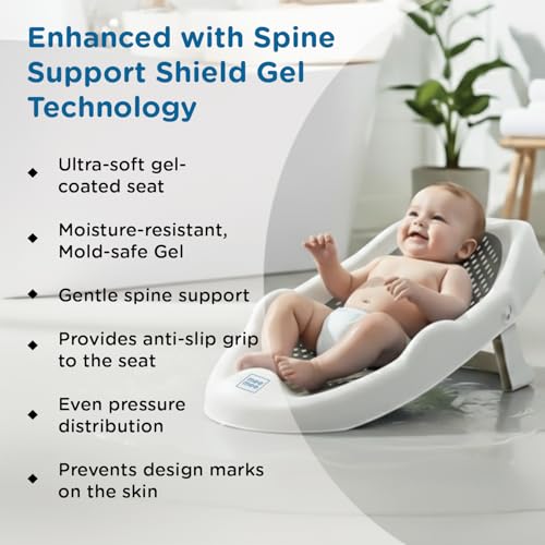 Image of Mee Mee Mini Spa Baby Bath Chair with Spine Support Gel Shield & Adjustable Recline | Anti-Skid Base, Quick-Drain Mesh, BPA-Free Ergonomic Bath Seat for Newborns & Infants, Portable Design