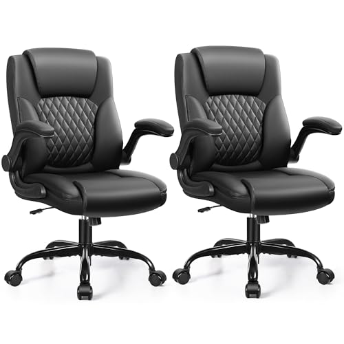 Image of Leather Office Chair, PU Home Computer Desk Chairs with Ergonomic Back Support, 360Swivel Free,Small Gaming Chair with Wheels and Adjustable Armrests, for Short People Use