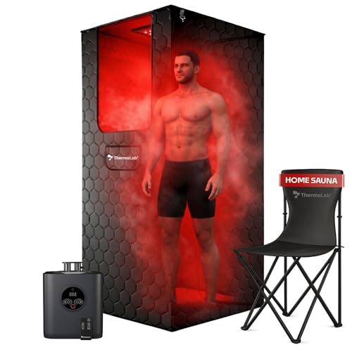 ThermoLab 6FT 2026 Premium (Fits 62) 4-Layer Steam Sauna with Infrared Light Therapy 1200W Steamer 3L Capacity Remote Chair Detox Relaxation & Muscle Recovery - AuraCore