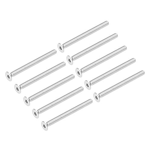 uxcell M4x45mm Flat Head Machine Screws Inner Hex Screw 304 Stainless Steel Fasteners Bolts 30Pcs