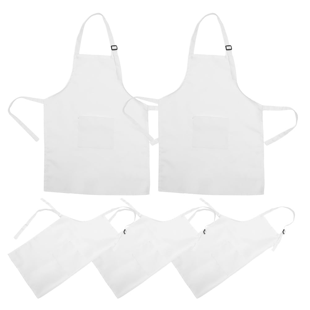 FRCOLOR Delantal de Pintura Infantil de Poliéster Blanco 5 Piezas Talla L