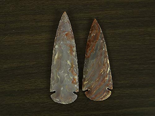 Reikiera 2 X Handmade Indian Agate Stone Spearhead 4 Inches Arrowhead #TOP3