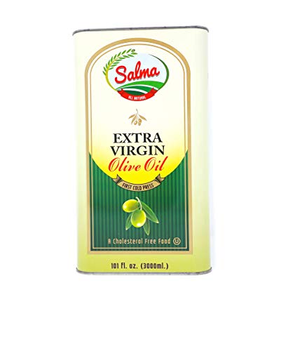 Salma Extra Virgin Olive Oil (EVOO), First Cold Pressed, Imported from Morocco, Low Acidity, Tin (3 Liters) 101 Fl Oz