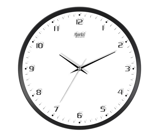 Image of Ajanta 2277 Wall Clock (12.8 Inch / 326mm) - Silent Sweep Non-Ticking Movement - Stylish Modern White Home Decor Clock for Living Room, Bedroom, Kitchen