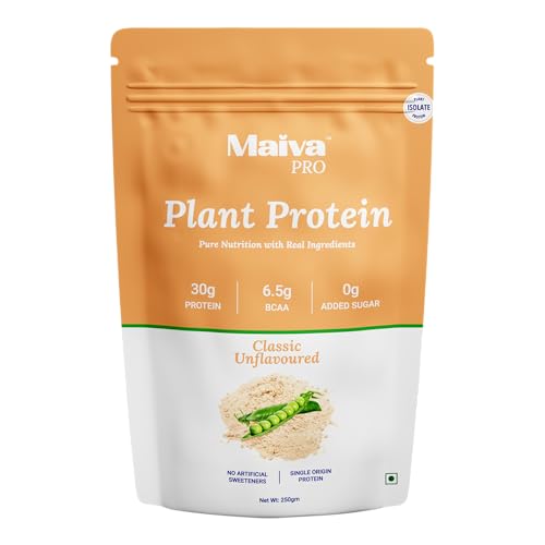 Image of Maiva Pro | Plant Protein Isolate - Classic Unflavoured - 250gm | 30g Protein, 6.5g BCAA | All Essential Amino Acids | Gut Friendly, Easy to Digest | Real Dates | Vegan, Dairy Free, No Preservatives
