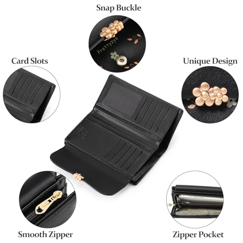 Womens Wallet Leather Credit Card Holder RFID Blocking Trifold Long Ladies Purse with Zipper Pocket4