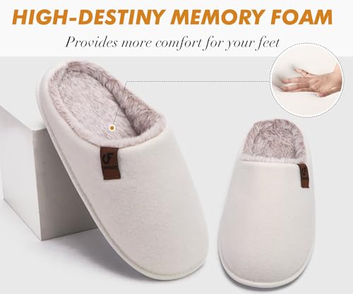 Image of COFACE Mens Cozy Memory Foam Scuff Slippers Casual Slip On Warm House Shoes Indoor /Outdoor Sandal Slippers With Arch Support Rubber Sole Size 7-15
