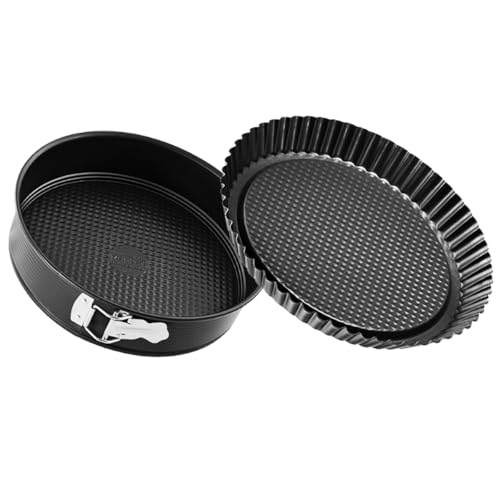 Zenker Set con tortiera e stampo per crostate da 26, teglia per torte con cerniera, stampo furbo da forno, acciaio al carbonio antiaderente, 26 cm di diametro