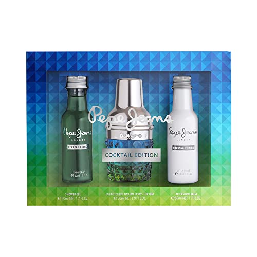 Pepe Jeans Cocktail Edition For Him Estuche Regalo Perfumes Hombre Pack de 3 Piezas Eau de Toilette 30ml, After Shave 50ml y Shower Gel 50ml Set Fragancia Cítrica, Amaderada y Especiada