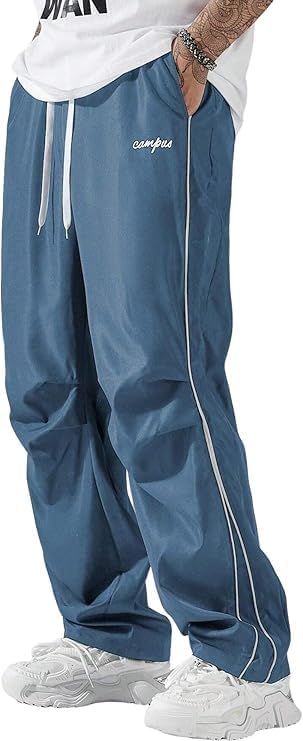 QJQ Men's Y2K Baggy Sweatpants Parachute Pants Wide Leg Vintage Track Pants Casual Streetwear