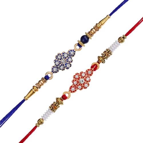 Image of eCraftIndia Set of 2 Multicolor Panda and Elephant Kids Rakhis with Roli Chawal Pack