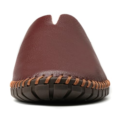 Men’s Slip-On Loafers Mules Clog Handmade Leather Slippers Hand Stitched no-Heel Casual Shoes for Men Breathable Comfortable Soft2