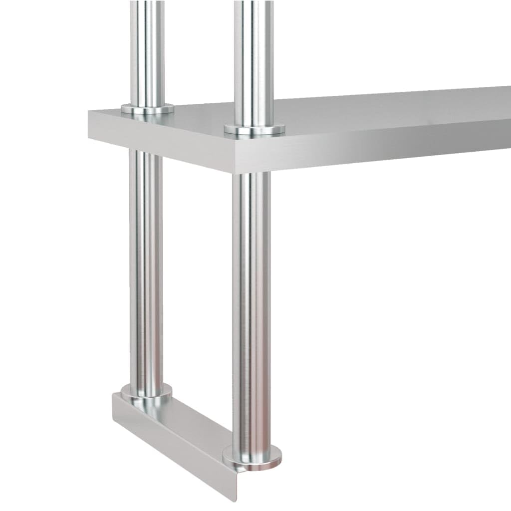 Tavolo da lavoro da cucina in acciaio inox con ripiano, 120 x 60 x 145 cm, per gastronomia, ristorante, cucina, commerciale, snack, catering, bar, caffetteria, mensa, bistrò e magazzino