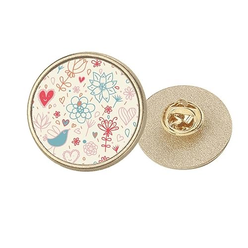 Broche ronde dorée oiseaux et fleurs motif nature pour femme M