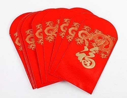 CNY Dragon and Fu Chinese New Year Red Packet Lai Si Money Envolope (Pack of 20)