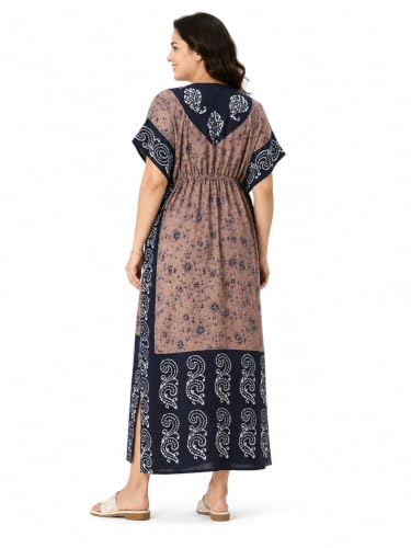 Image of Onekbhalo Women's Cotton Floral Kaftan Nighty Maxi Gown (OK Free Size)