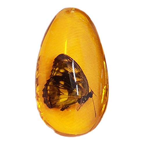 Forart Resin Amber Butterfly Insect Stone Beautiful Pendant Hand Made Necklace Amber Fossil Insect Fashionable Amber Butterfly Insects Stone Pendant Necklace