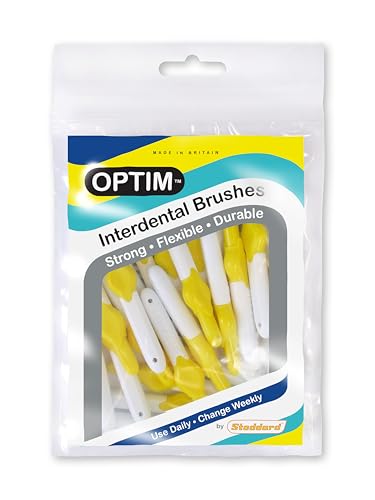 Stoddard 25 ICON Interdental Brushes. Value Pack. All with extendable Handles. Choose from Four Different Sizes Floss Toothpick Plaque Tartar Removal Oral Hygiene Dental Brush - Yellow 0.7 mm