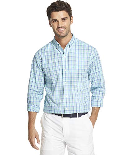 IZOD Men's Slim Fit Button Down Long Sleeve Stretch Performance Plaid Shirt, florida Keys, XX-Large Slim
