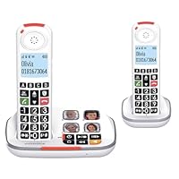SWISSVOICE - Xtra 2355 Duo - DECT - Cordless Telephone - Large Keys - Answering Machine - Audio Boost - Loud Ringtones - Hearing Aids Compatible - Call Block- 2 Handsets - White