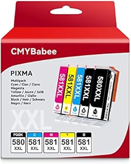 CMYBabee PGI-580XXL CLI-581XXL Ink Compatible for PGI-580 CLI-581 Ink Cartridge use for PIXMA TS6150 TS6151 TS6250 TS6251 TS6350 TS6351 TS705 TR7550 TS8351 TR8550 TS9550 TS9551C (5 Pack)