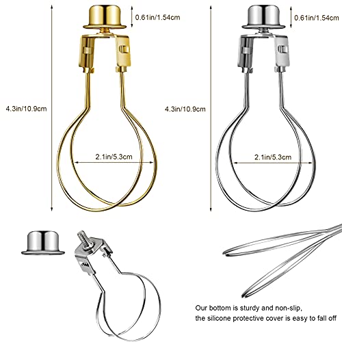 Image of Honoson 2 Pcs Bulb Lamp Shade Light Bulb Clip Adapter Includes Finial and Lampshade Levellers for Replacement (Golden and Silver)