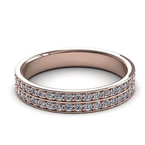 Anillo de compromiso de oro rosa 18K con engaste de garras talla 47 a 70 4