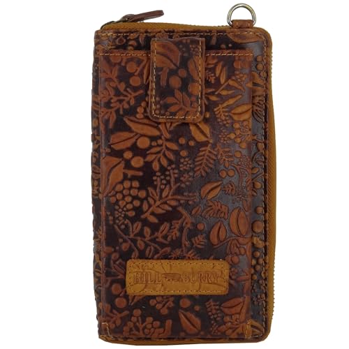 Hill Burry XXL Grosse Geldbörse Portemonnaie Portmonee mit Handyfach Handytasche Leder Frauen Damen Langbörse RFID Schutz Geldbeutel Tasche Frauen braun