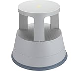 BRASQ Tritthocker mit Rollen ST200 Comfort, Elefantenfuß, hergestellt aus hochwertigem Polypropylen, mit 3 einklappbaren Rollen, 42 cm hoch, Trittrollhocker grau, belastbar bis 150 kg