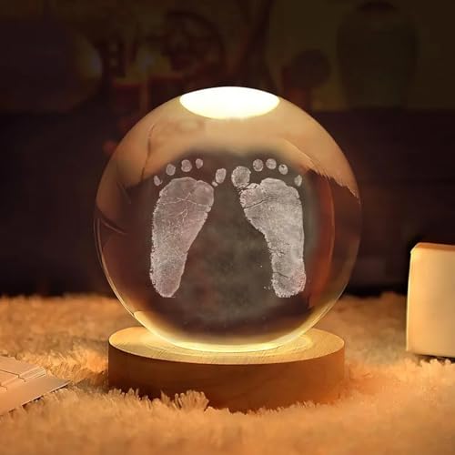 BBGDP Lámpara De Cristal Con Forma Pies Bebé, Bola Foto Ultrasonido Personalizada Luz Nocturna, Bolas Decorativas For Los Nuevos Papás Y Mamás