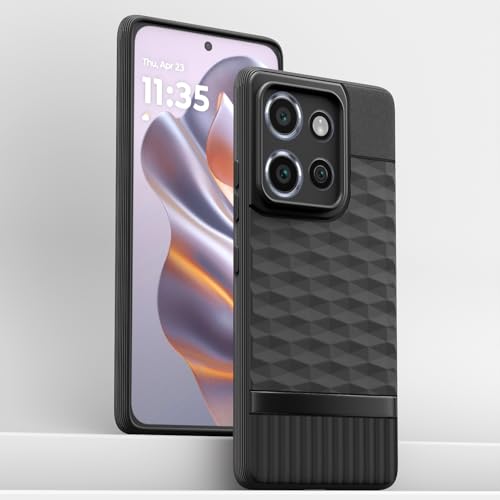 Image of Pikkme Back Cover for Moto Edge 50 Neo 5G Camera Protection 3D Hexa Cube Design Silicone Protective Bumper Case (Black)