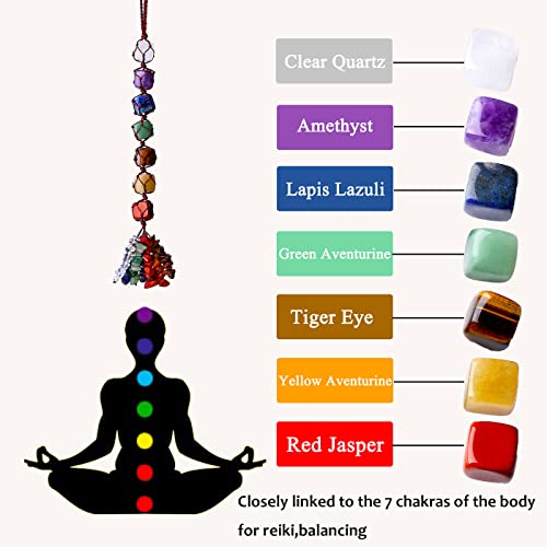 XIANNVXI 7 Chakra Crystals Hanging Healing Crystal Gifts Chakra Gifts Crystals and Healing Stones Hippy Wiccan Reiki Bohemian Spiritual Witchy Gifts for Women Car Hanging Accessories - Image 4