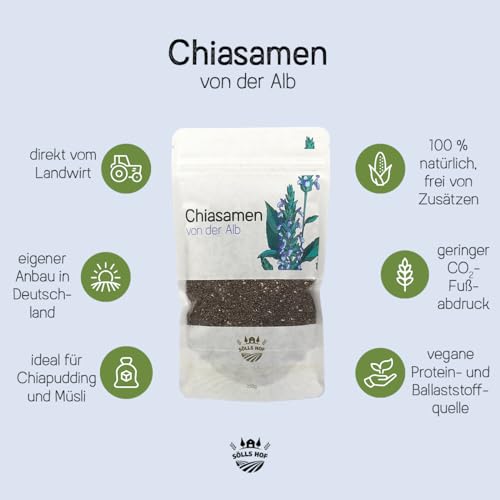 Sölls Hof - Chiasamen aus deutschem Anbau - 1 kg - regionaler Chiasamen, Superfood direkt vom Landwirt