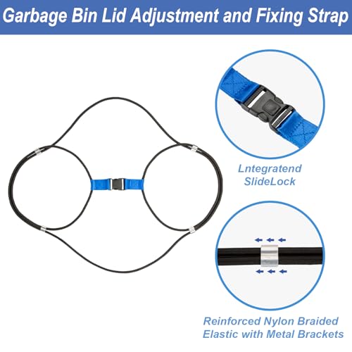 Image of Generic Outdoor Trash Can Bungee Rope,Trash Can Lid Lock,Suitable for 30-50 Gallons - Buckle Lock,Preventing Animals and Other Pests from Entering (Black 1 Pack)