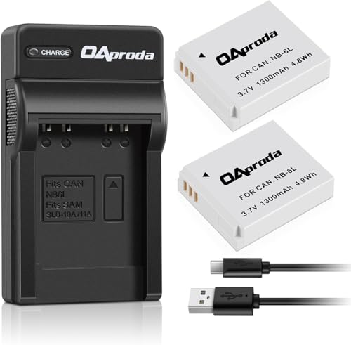 OAproda 2 Pack NB-6L NB-6LH Battery and Rapid USB Charger for Canon PowerShot SX530 HS, SX710 HS, SX700 HS, SX610 HS, SX600 HS, SX540 HS, SX510 HS, SX500 is, SX280 HS, SX270 HS, D30, S90 Camera