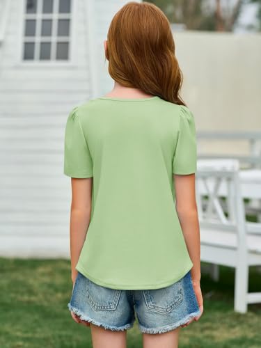 Image of Imily Bela Girls Pleated Short Sleeve T Shirts Kids Summer Crewneck Shirts Casual Tops Tees 5-14 Years