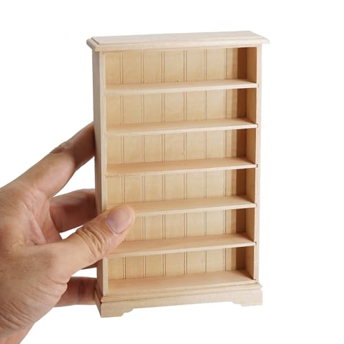 Odoria Dollhouse Bookcase Shelf Miniature: 1/12 Scale Bookshelf Modern Living Room - Mini Wall Shelv