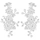 CABODYALS 2 Stück 2 Stile 3D Stickerei Applikation Mit Blumenmuster Weiße Spiegel Pailletten Spitzenapplikationen Vintage Blumen Strassperlen Aufnäher Zum Aufnähen Herstellen von Kleidung Hochzeit Bas