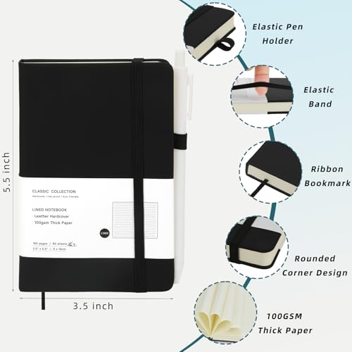 Carnet de poche A6 avec stylo Coopay lot de 6 bloc-notes couverture rigide - 3