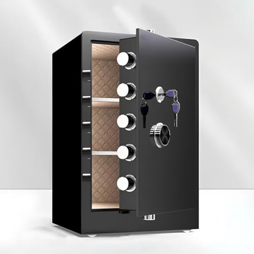 EZZPGDKU Caja Fuerte con Llave – para Hogar, Oficina, Dormitorio O Negocios, Caja Fuerte Pequeña Y Grande con Estante Extraíble, Ideal para Dinero, Documentos Y Objetos De Valor