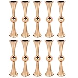 Koyal Wholesale Metallic Copper Metal Trumpet Vases | Elegant Flower Vases for Centerpieces| Bulk Set of 10