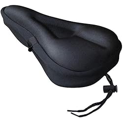 Forro Para Bicicleta Spinning Zacro Sillín Cubre Bicicleta,Asiento de Bicicleta Gel,Sillín Cojín Suave para Bicicleta,con Funda Anti-Polvo y Impermeable para Bicicleta de Carretera,de montaña y Urbana-Negra-28 * 19cm