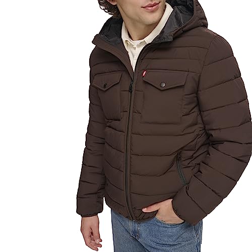 Image of Water Resistant Performance Stretch Hooded Puffer Jacket