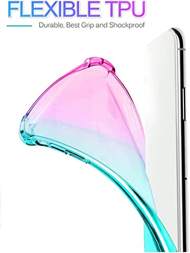 Ueokeird for Huawei Y5 2018/Y5 Prime 2018/Honor 7S Case, Clear Cute Gradient Phone Case Slim Anti Scratch Flexible TPU Cover Shockproof Protective Case for Huawei Y5 Prime 2018 (Pink/Green)