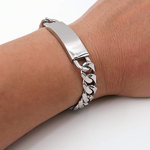 Steelmeup Stainless Steel Faceted Curb Link Chain Plain Id Bracelet For Men 11Mm 8Inch #TOP3