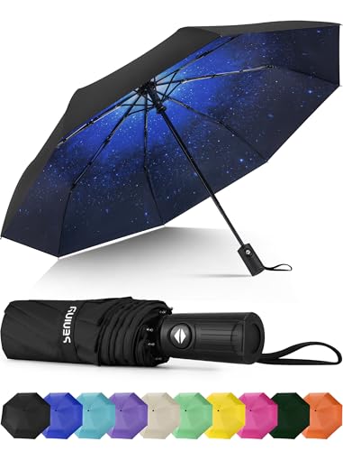 Seniny Windproof Travel Umbrella, Automatic Umbrellas for Rain, Portable &