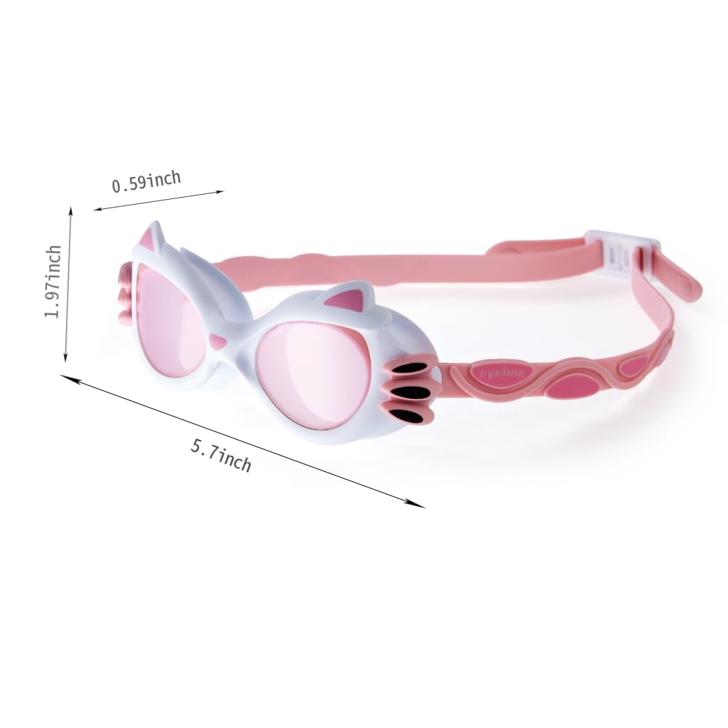 Girls Swim Goggles, Cartoon Goggles for Toddler Kids Girls Age 2-8, Anti-Fog, UV 400 Protection, Adjustable,PC Lens, Large Frame, Comfortable Fit,